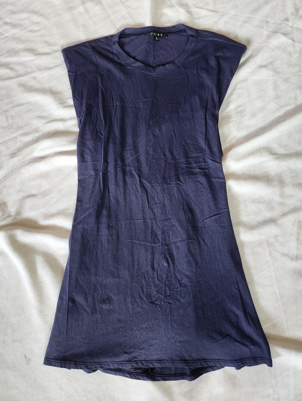 FORE Navy Cap Sleeve Stretch Knit T Shirt Dress Size Medium USA Made